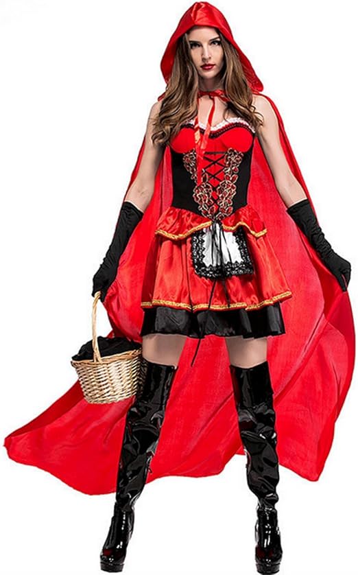 emmarcon Tuta Costume da Carnevale Halloween Cappuccetto Rosso  Travestimento Vestito Cosplay Festa-Black-Red-Unica(it38-42) : Amazon.it:  Giochi e giocattoli