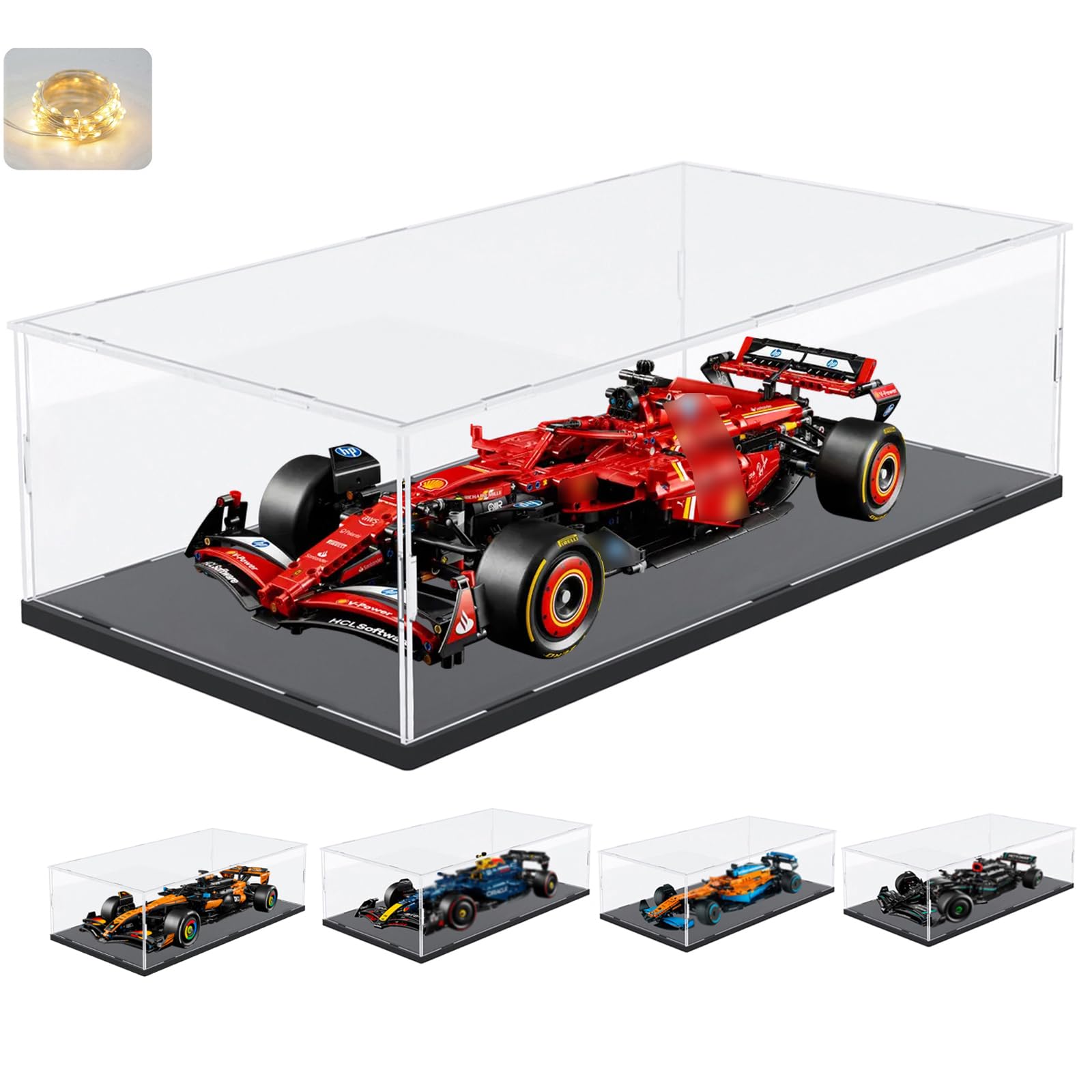 Vitrina Expositora para Lego 42172 McLaren P1 42143 SP3 42156 42096 42115 42083 1:8 Maqueta Coche Colecciones, Expositor Cajas Transparente Grande Vitrina Acrílica 3MM, Interior Blanco 60x30x20cm — view 9