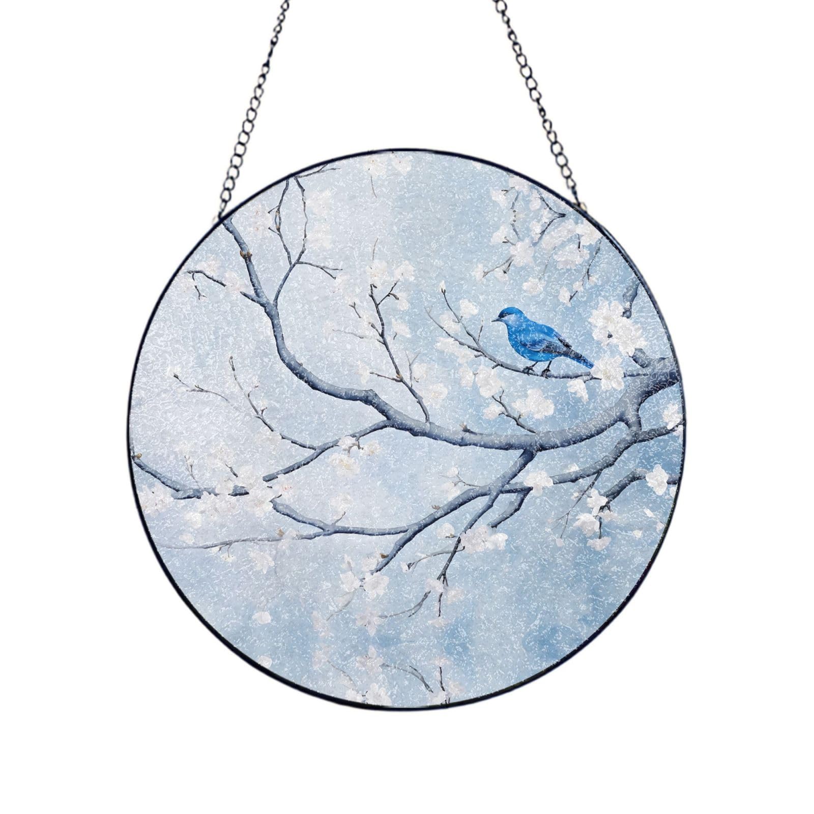 Phayah Waxing Plum Blossom Print Stained Glass Window Hanging Sun Catchers Decoration Mother'S Day Birthday Gifts For Home Garden Porch 8in（20cm）