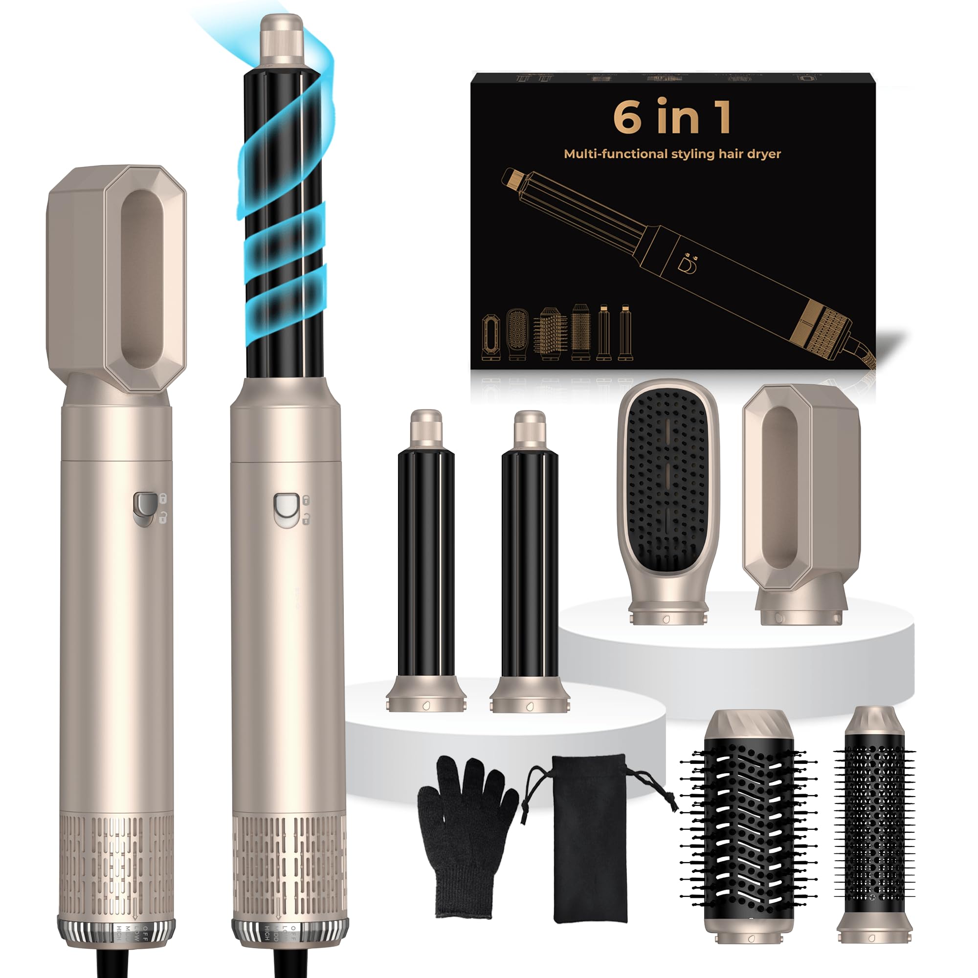 UKLISS Air Styler Pro - Rundbürstenföhn, Warmluftbürste, Föhnbürste, Haartrockner, Glättbürste Styling für Alle Haartypen