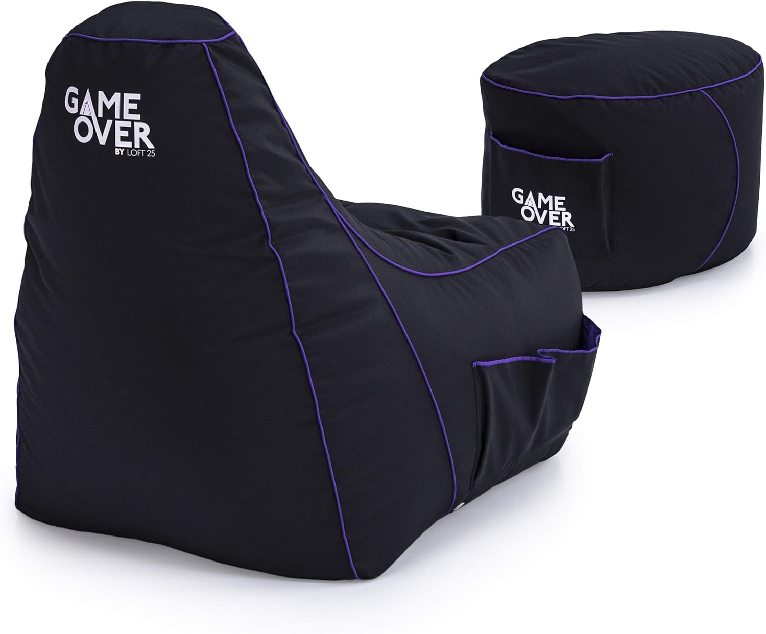 Game Over Video Gaming Bean Bag Chair with Footstool Indoor Outdoor