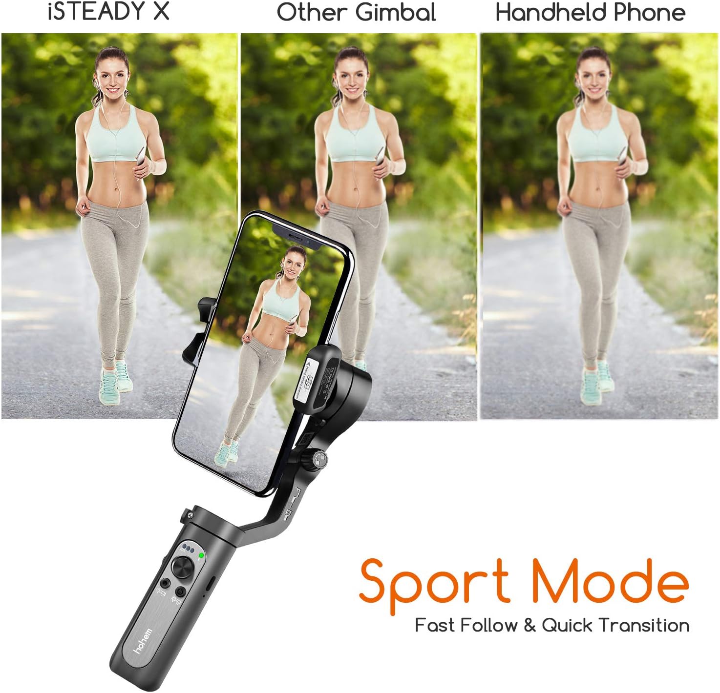 Hohem iSteady X Gimbal Stabilizer for Smartphone, Lightweight and Foldable Phone Stabilizer for Smooth Shooting & Stable Video Recording, 3Axis Handheld Stabilizer Compatible with iPhone and Android