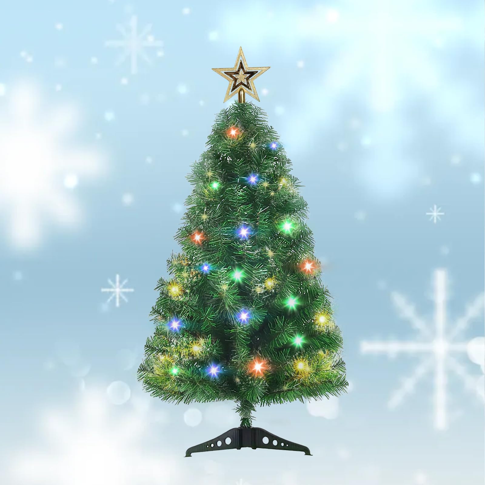 Árbol de Navidad artificial de 3 pies, mesa para decoración navideña, 140 consejos de rama, verde