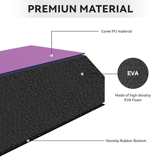 Miniatura 5 de FBSPORT Haz de equilibrio de 810 pies equipo de gimnasia plegable de piel sintética para niños y adultos, base de goma antideslizante, viga de