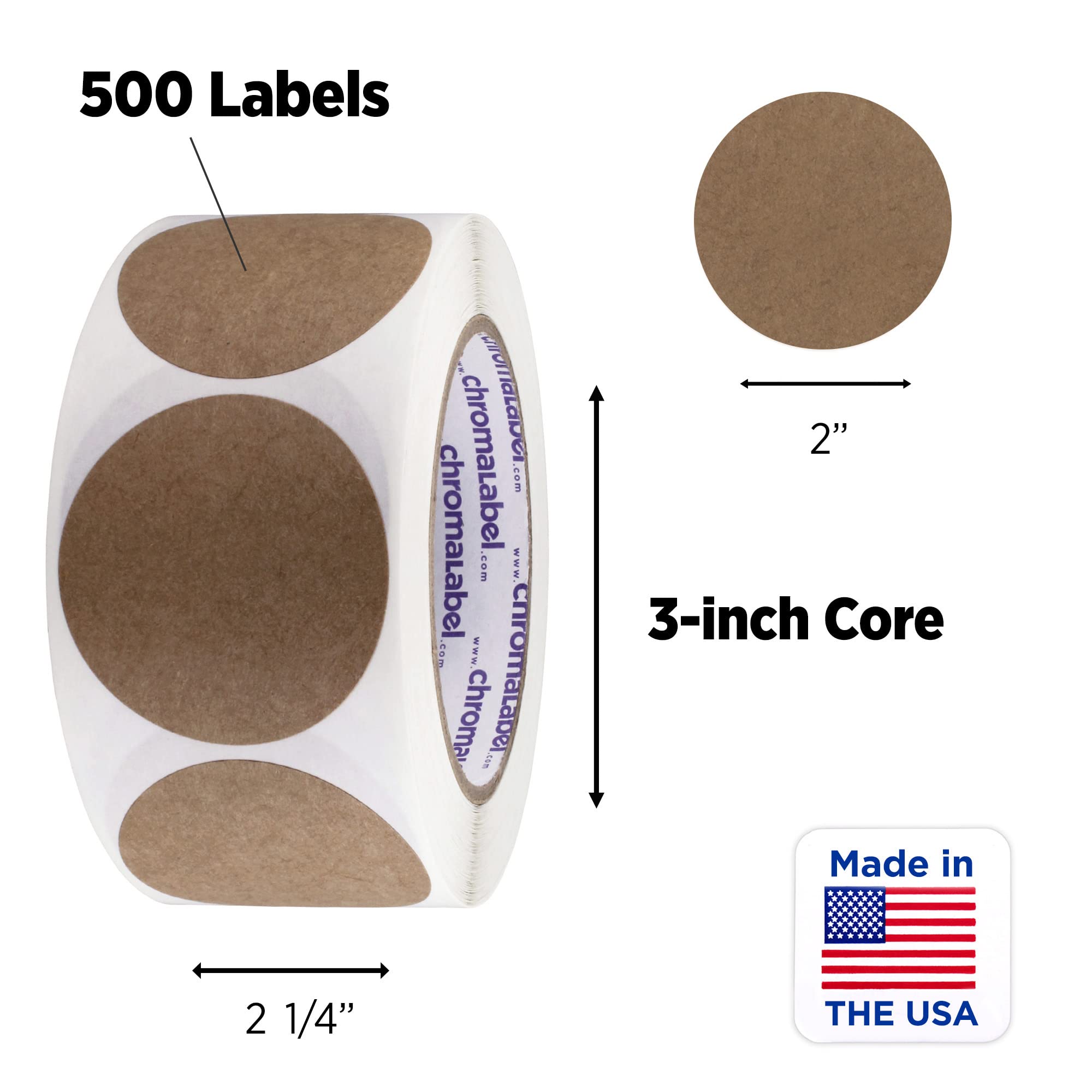 Etiquetas Decorativas 500 Unidades 500 Pegatinas Redondas De Papel Kraft - Etiquetas Adhesivas Para Regalos, Manualidades Y Más Rollo Pegatinas Marron
