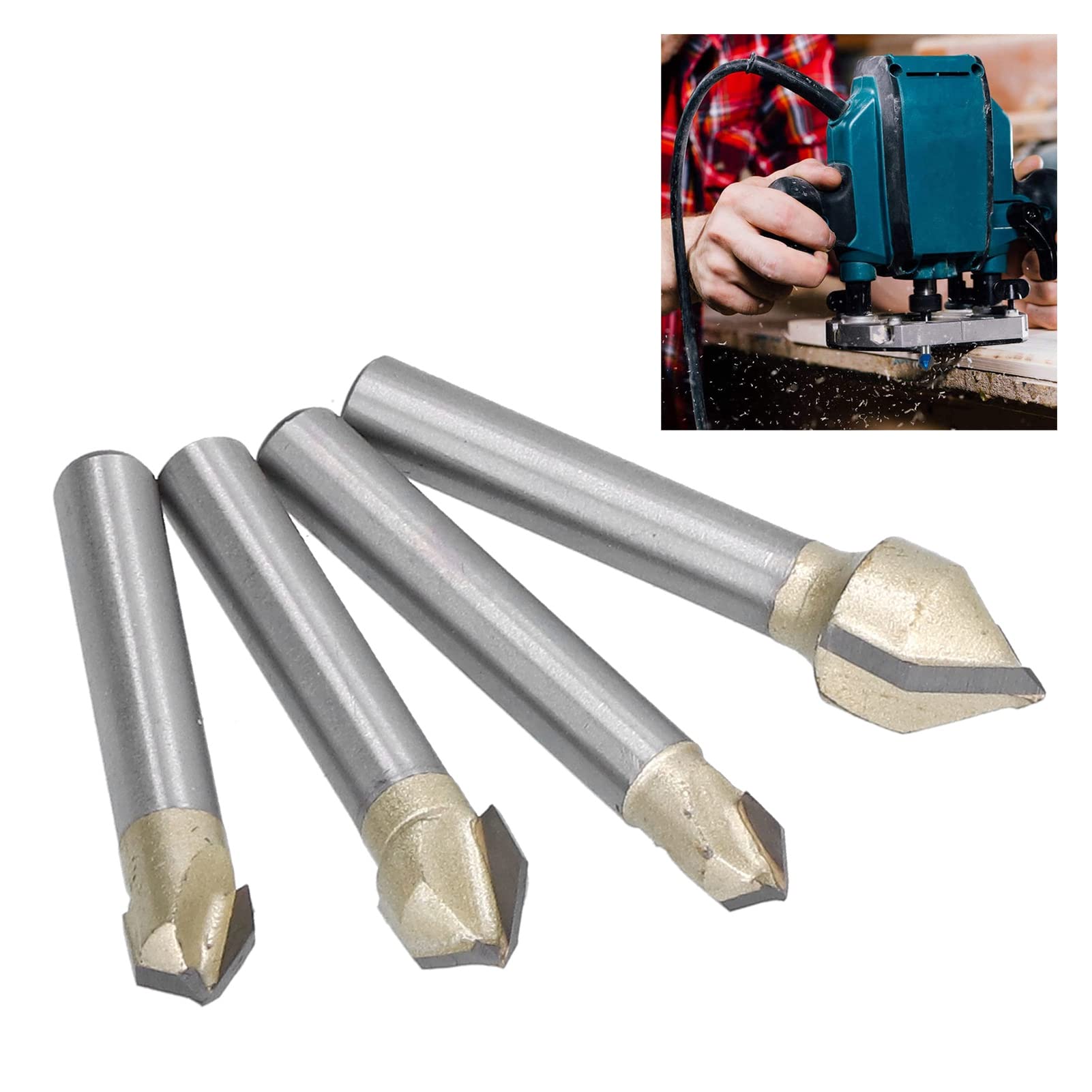 8-teiliges V-Nut-Fräser-Set, 90 Grad, 1/4 Zoll Schaft – Schnittdurchmesser Von 1/4 Bis 1 Zoll