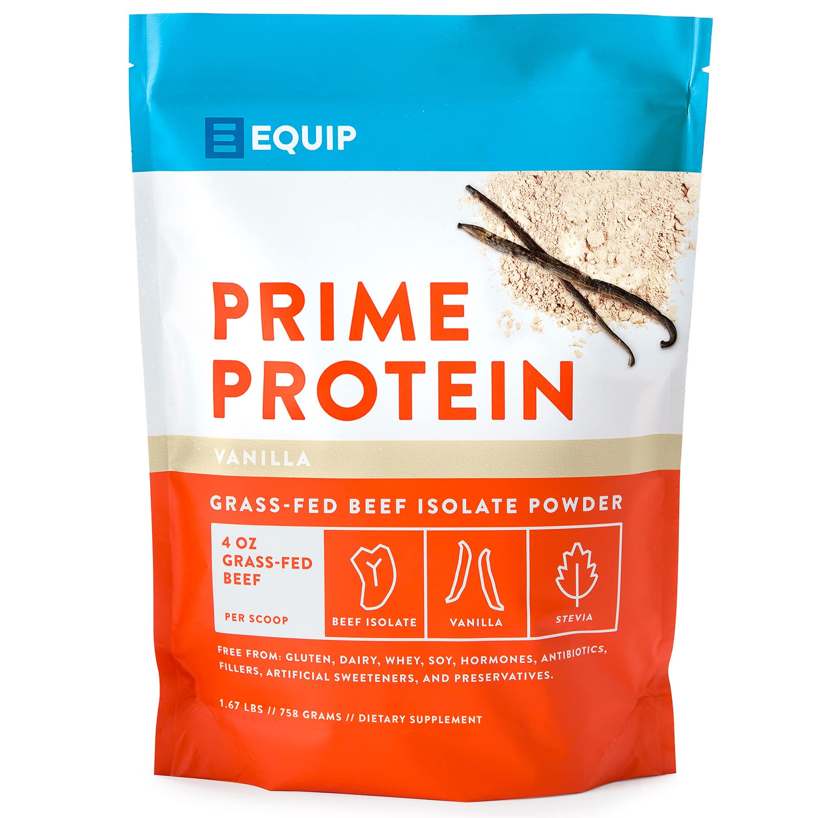 Equip Foods Prime Protein - Grass-Fed Isolate Beef Protein Powder - Paleo and Gluten Free Protein Po