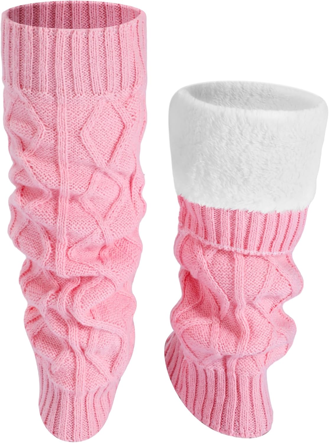 Shihanee Winter Fleece Lined Leg Warmers for Women Knit Long Leg Warmers Warm Fleece Lined Boot Socks for Skating Daily Wear