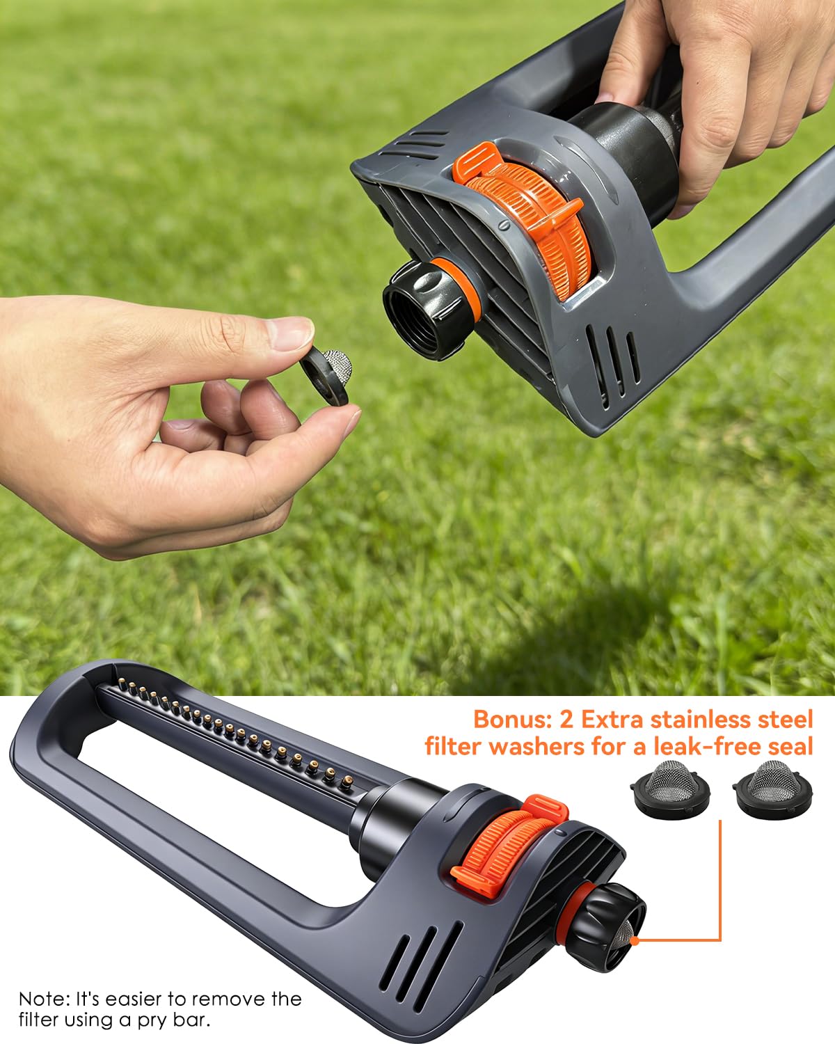 Cloudvalley Rociador, 19 orificios de salida, equipado con conector rápido para manguera, rociador de jardín, amplio área de rociado, riego uniforme