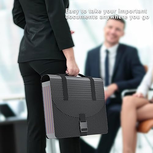 Miniatura 5 de Organizadores de archivos con asa, carpeta de archivos expandible portátil, organizador de archivos de acordeón de 25 bolsillos para recibos,