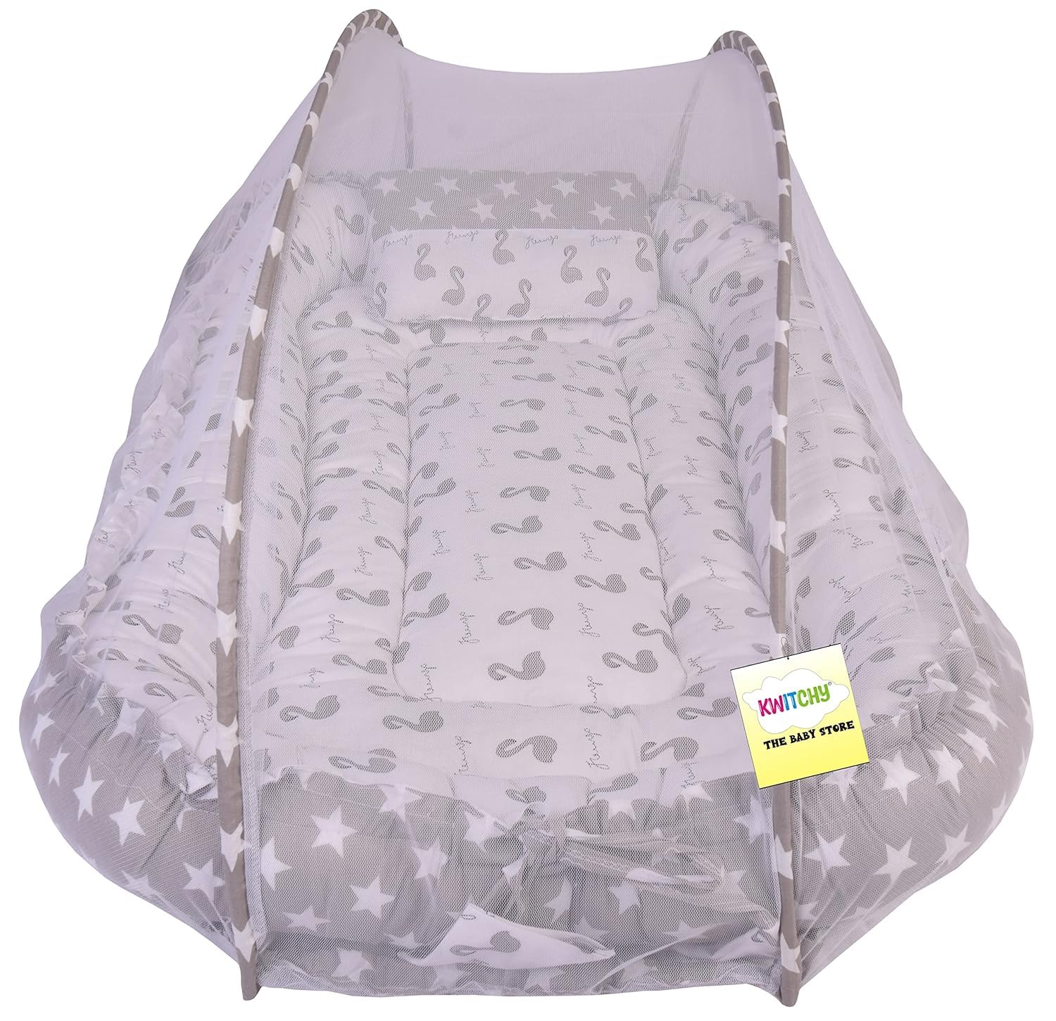 Kwitchy Baby Bedding Set Luxury Mattress with Mosquito Net & New Born Carry Bag (0-12 Months, Blue) (2PCS Set)