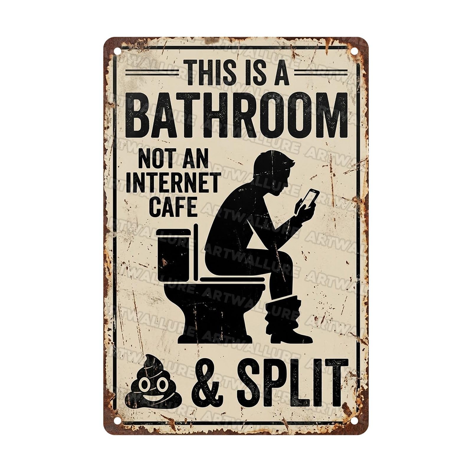 Metal Tin Sign Wall Decor Funny Bathroom Plaque This Is A Bathroom Not An Internet Cafe Humor Art Men Teenagers Restroom Washroom Toilet Half-Bath 8x12Inch