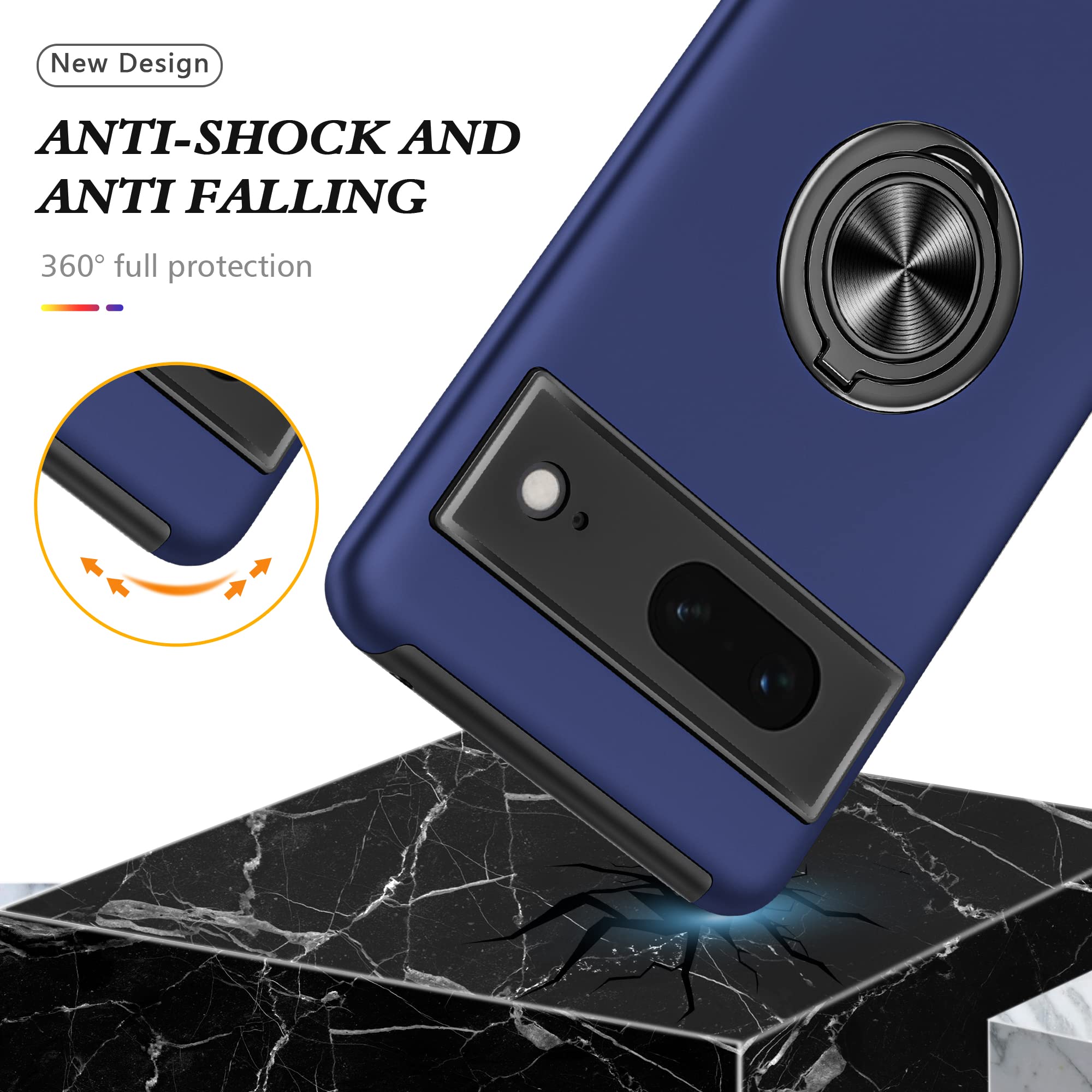 FNDMIL Custodia Per Google Pixel 7 Con Mag-Safe E Supporto Pieghevole – Paraurti Opaco Militare Antishock, Nero