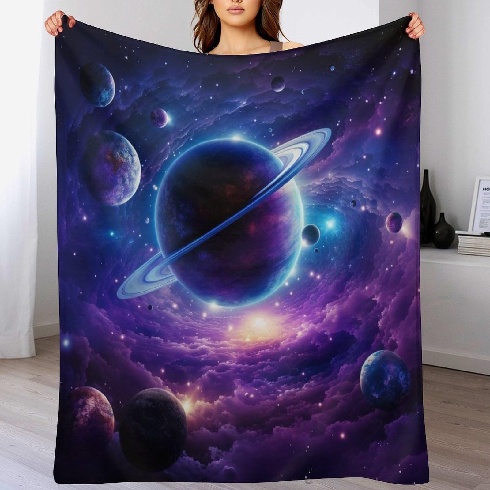 Couverture planète 150x200cm pour lit et canapé douce et chaude