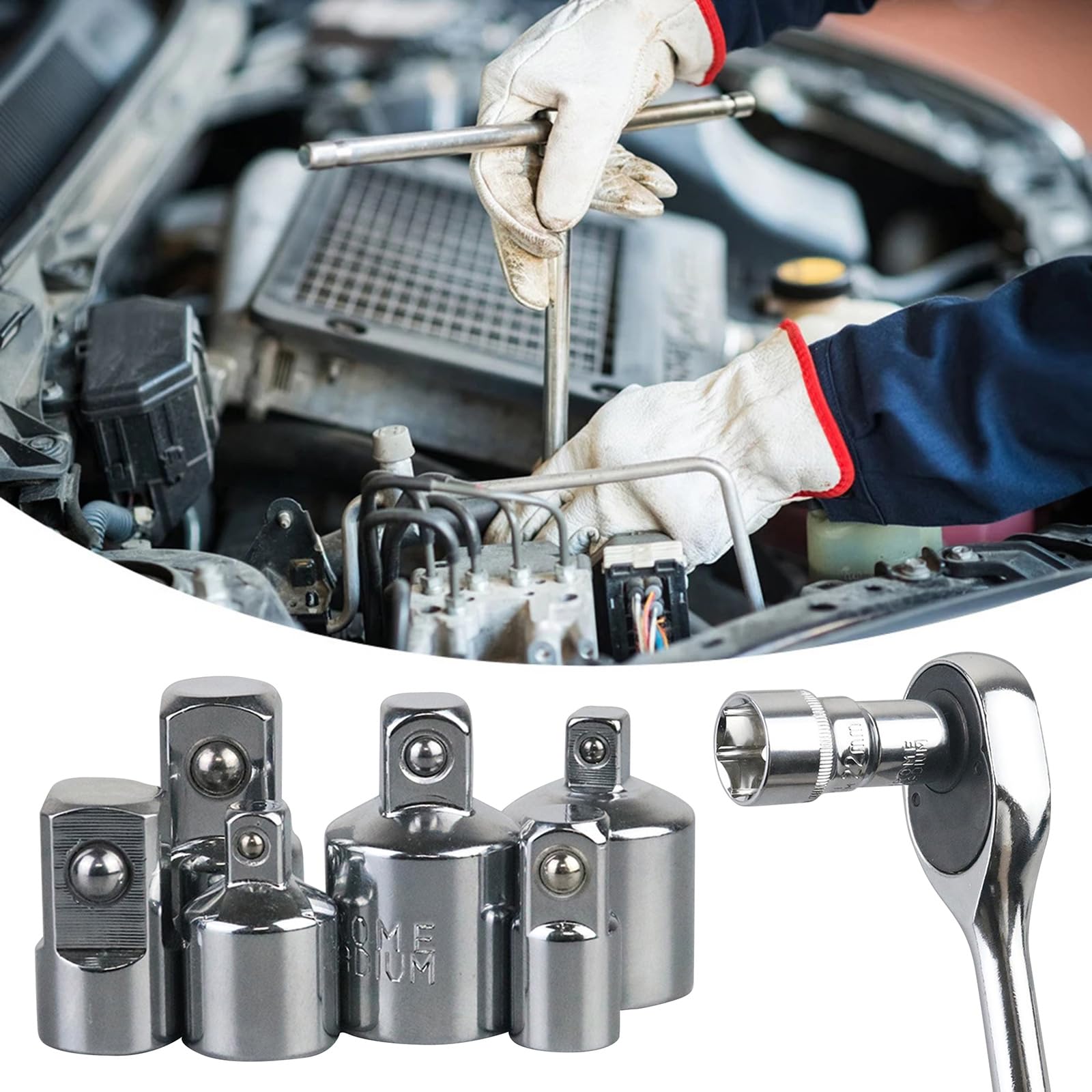 TOPFROP 6Pcs Ratcheting Wrench Socket Converters Sleeve Head Adapter 1/4inch to 3/8inch 3/8inch to 1/2inch 1/2inch to 1/4inch