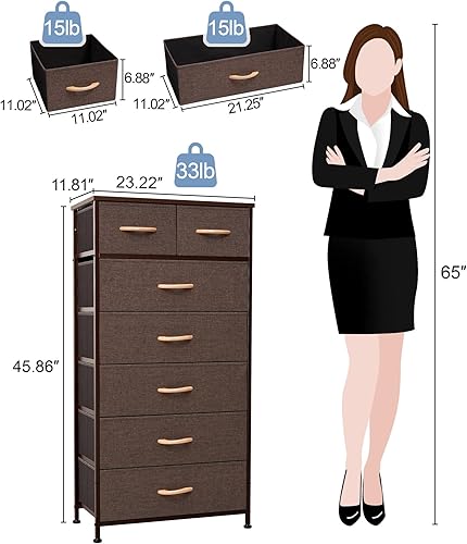 Miniatura 3 de Cómoda Crestlive Products vertical, torre de almacenamiento, con estructura robusta de acero, parte superior de madera, cajones de tejido fáciles de