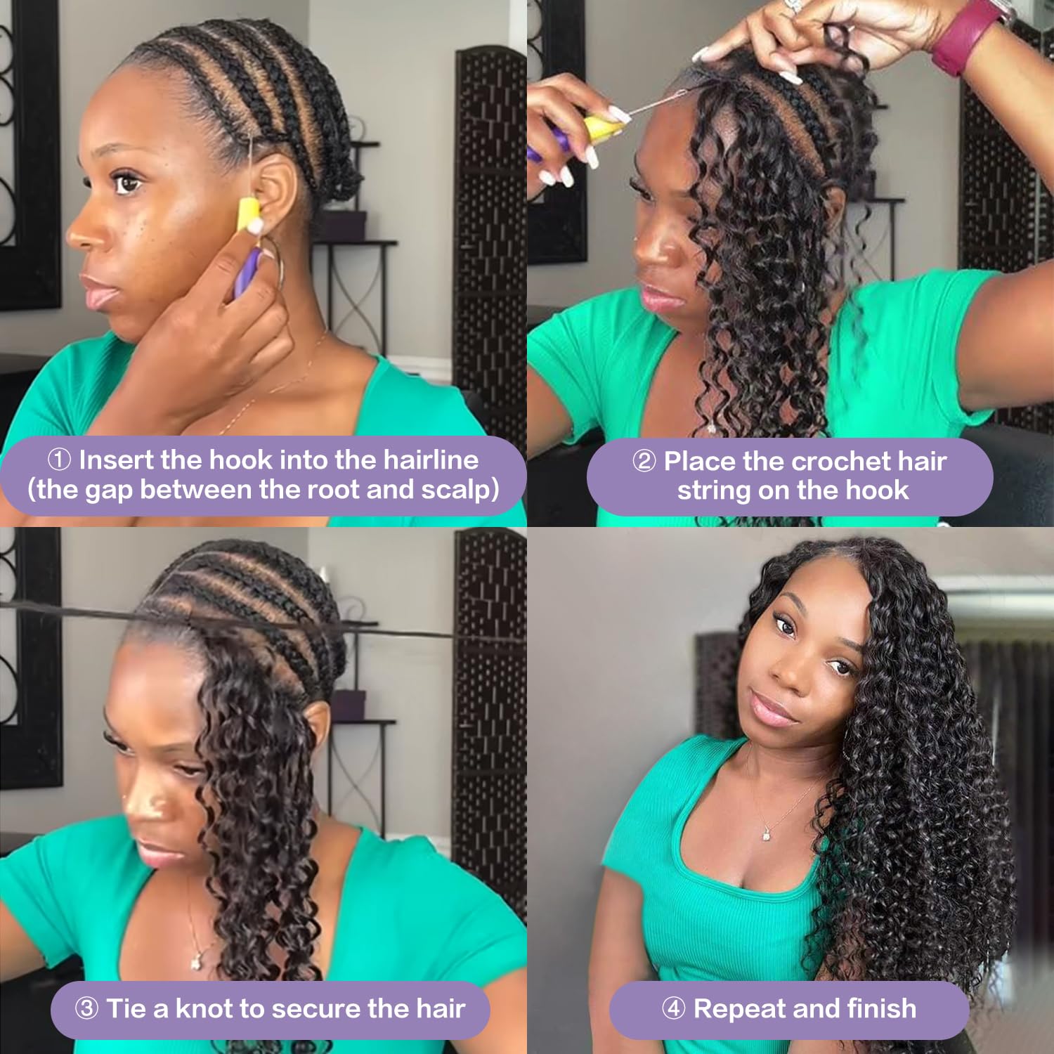 Deep Wave Feather Crochet Human Hair Extensions for Black Women 18 Inch Knotless Pre-Separated Invisible Feather Crochet Braids Hair Bundles Reusable Lightweight Natural Black Color 100 Gram