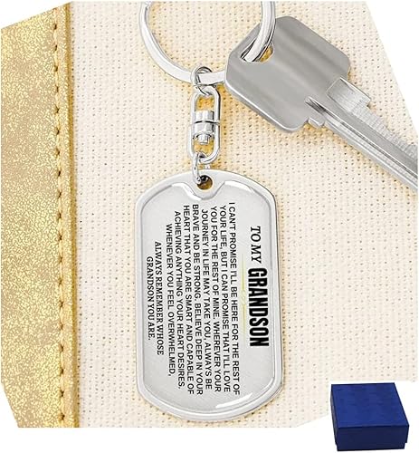 Llavero único con texto en inglés To My Grandson, Remember Whose Grandson You are, llavero inspirador para niño, Acero inoxidable