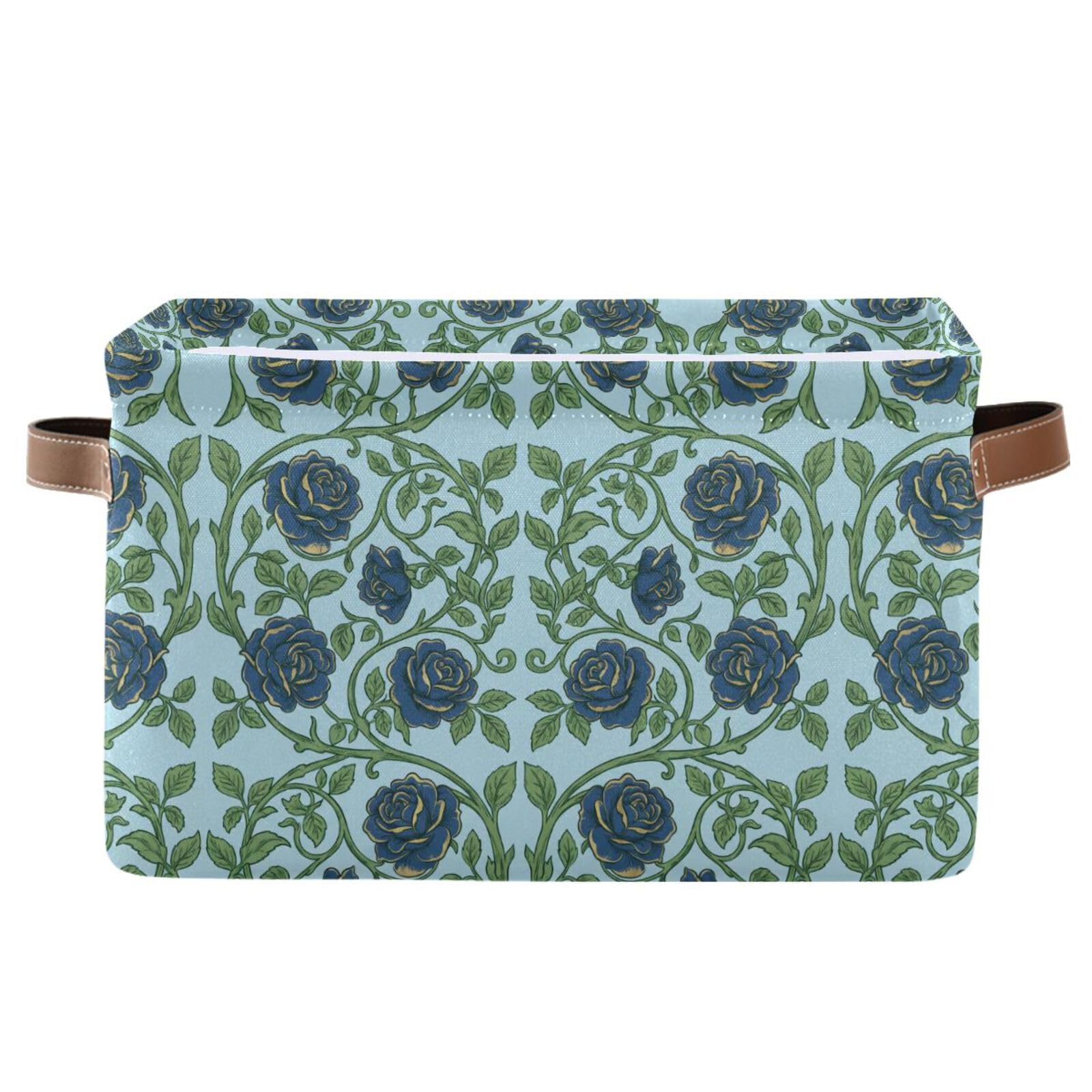 Panier de rangement imperméable et pliable avec poignée robuste KLL William Morris bleu foncé