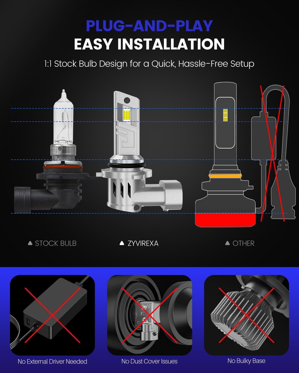 9006 Fog Light Bulbs Compatible For Nissan Altima 2002-2004, White Light, Plug and Play, Pack of 2