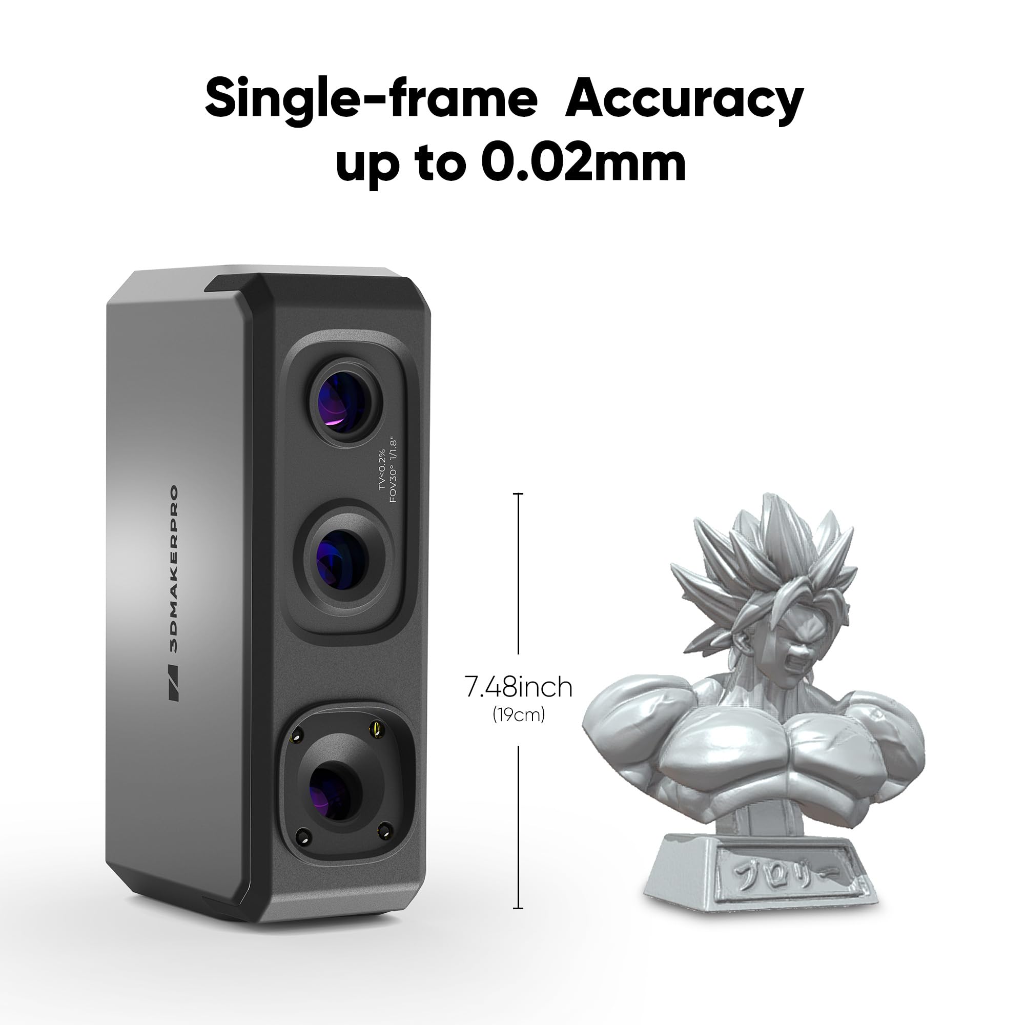 3DMakerpro Handheld-3D-Scanner, 0,02 mm Präzision, 10 FPS schnelle Scangeschwindigkeit mit Anti-Shake-Linse, 3D-Scanner für 3D-Drucker für Windows/MacOS, Handheld 3D-Scanner Seal Lite – Premium-Kit