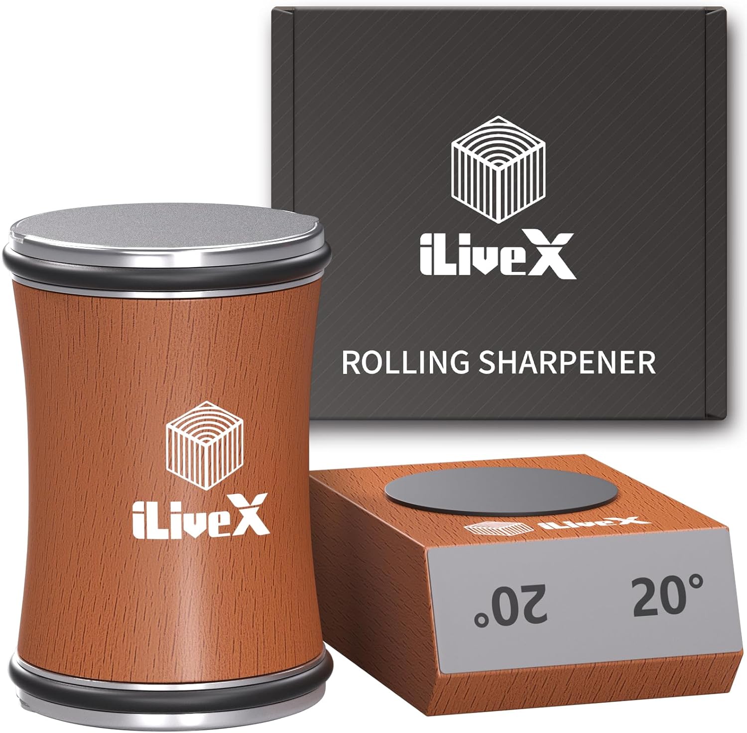 Rolling Knife Sharpener – Kitchen & Pocket Knife Sharpening Kit with Sharpening Stone – Work Sharp Roller Sharpener, Afilador de Cuchillos – Kitchen Gadget & Tool