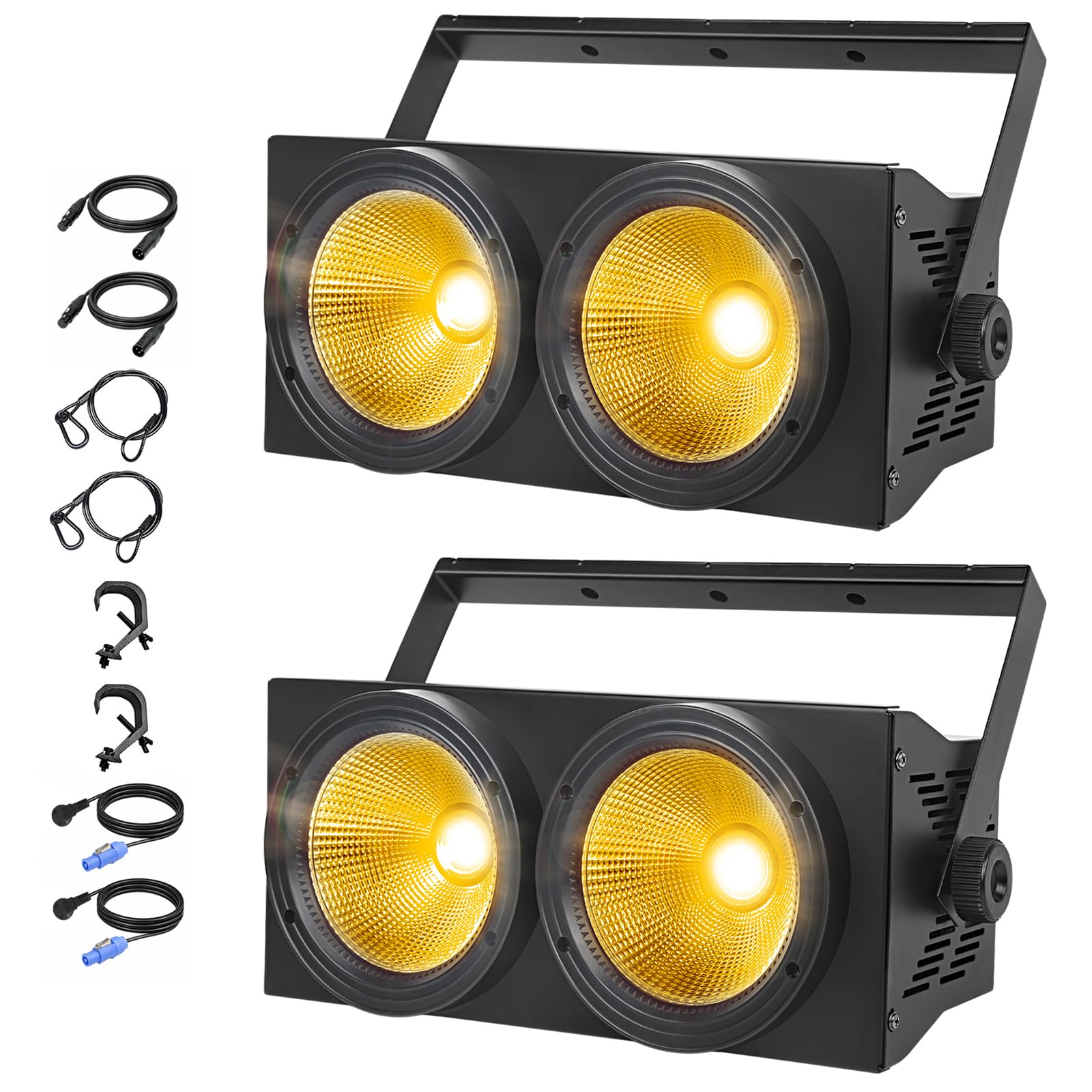 WECAN 200 W LED cieco PAR, luce LED a 2 occhi, luce bianca calda, controllo DMX, stroboscopio COB attivato dal rumore per teatro, chiesa e eventi DJ (confezione da 2)
