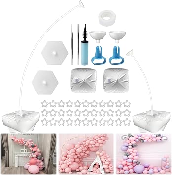 Balloon Arch Stand Kit,Reusable 2.5M & 1.5M Balloon Arch Frame with Base