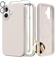 Vista 301 de GONEZ Funda de silicona para iPhone 14 Pro Max, compatible con MagSafe, con protector de pantalla + protector de lente de cámara, silicona líquida a