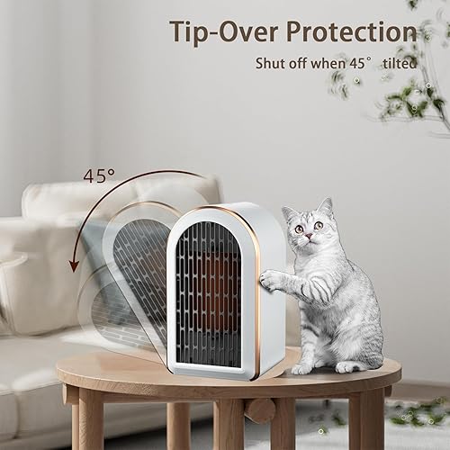 Miniatura 6 de LIEWET Calentador de espacio, calentador de espacio para chimenea, mini calentador con termostato ajustable, calentador de cerámica PTC de 1200 W