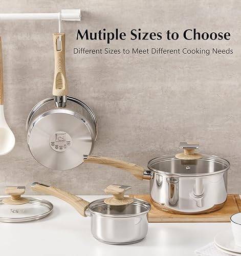 Miniatura 8 de KOCH SYSTEME CS Juego de cacerolas de acero inoxidable, 6 macetas de acero inoxidable 1810 con tapas, 1 cuarto de galón, 2 cuartos de galón, 3