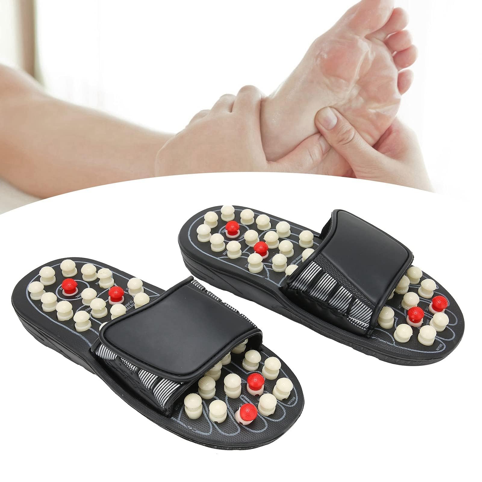 Zapatillas de acupresión, Zapatillas de masajeador de pies Masajeador de pies Sandalias de reflexología Zapatos de masaje de pies zapatos para reducir el dolor para mujeres y hombres (44-45)