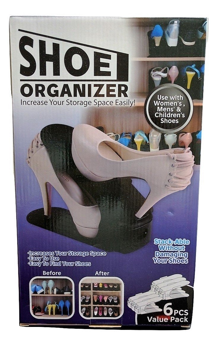 Athletic Shoes and High Heels Pairs Closet Shelf Shelving Organization Organizer Single Pack of 6