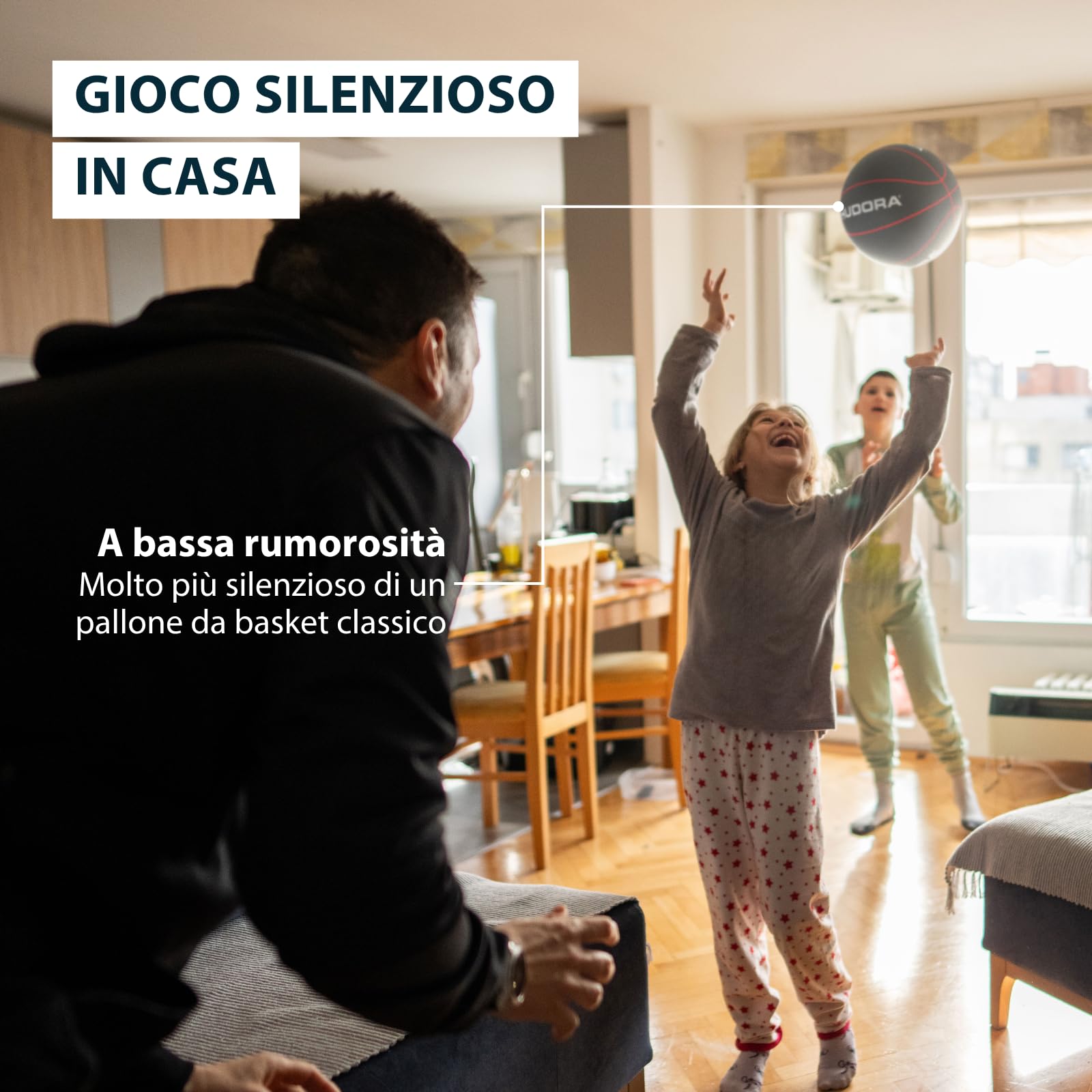 HUDORA Soft-Basketball – misura 7, Ø 24 cm – ca. 340 g – pallone da basket in schiuma grigia –silenzioso per interni ed esterni – morbido, antiscivolo e adatto ai bambini – per giardino e parco giochi