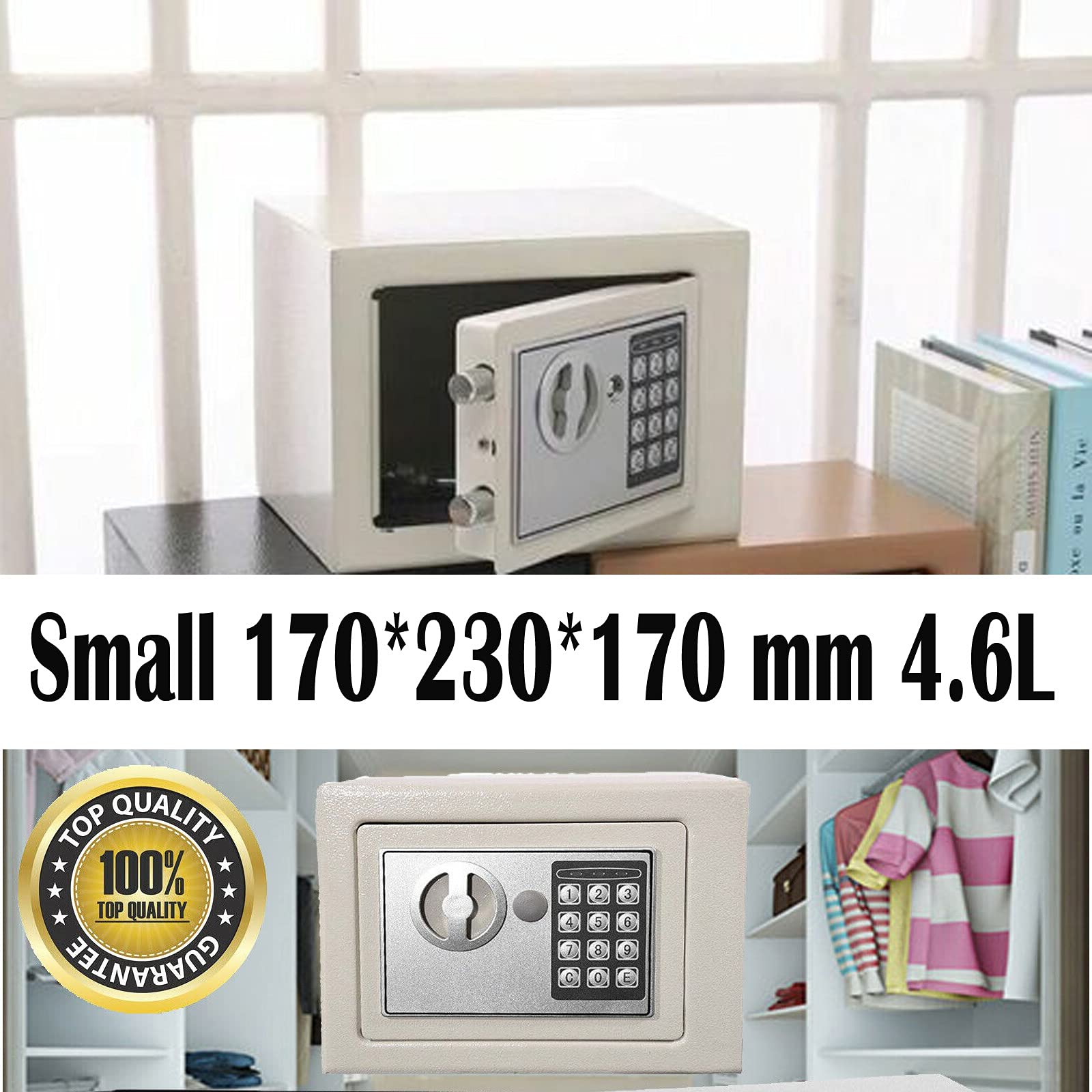 Cassaforte Digitale Elettronica Impermeabile E Ignifuga in Acciaio Massiccio con Tastiera Digitale per La Sicurezza di Casa E Ufficio/Nera/Cassaforte da 16 Litri, BIA,White-8.5L