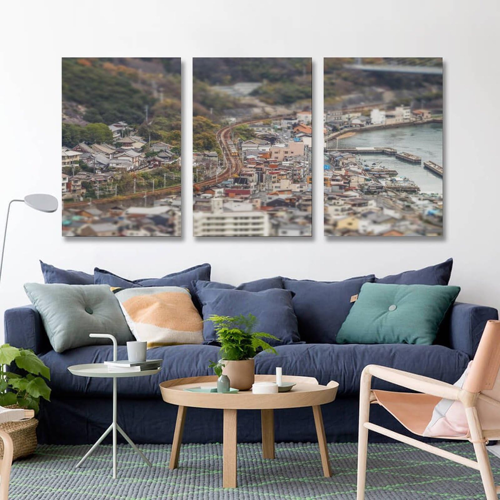 Amazon.co.jp: 3枚 広島県尾道海沿いの町なみ 絵画 インテリア