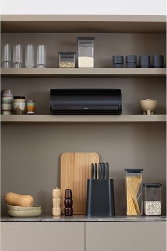 Brabantia Roll Top Bread Bin – Large Countertop Storage Box for Bread, Bagels, Rolls – Space-Efficient Kitchen Design with Flat Top, Durable Metal – Matt Black - 4