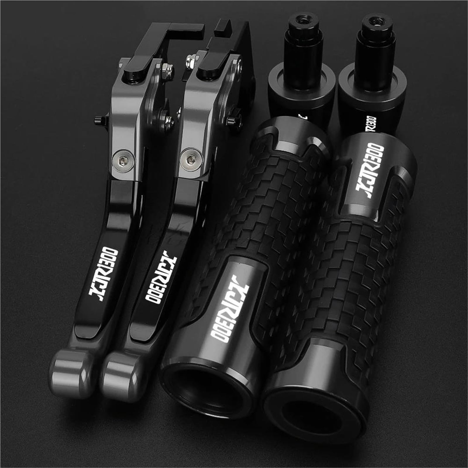 TGVSELPJ Motorcycle Part Motorcycle Handlebar Handle Bar Hand Grips Folding Brake Clutch Levers End Caps for Y-AMAHA XJR1300 XJR 1300 1995-2003(Black1)