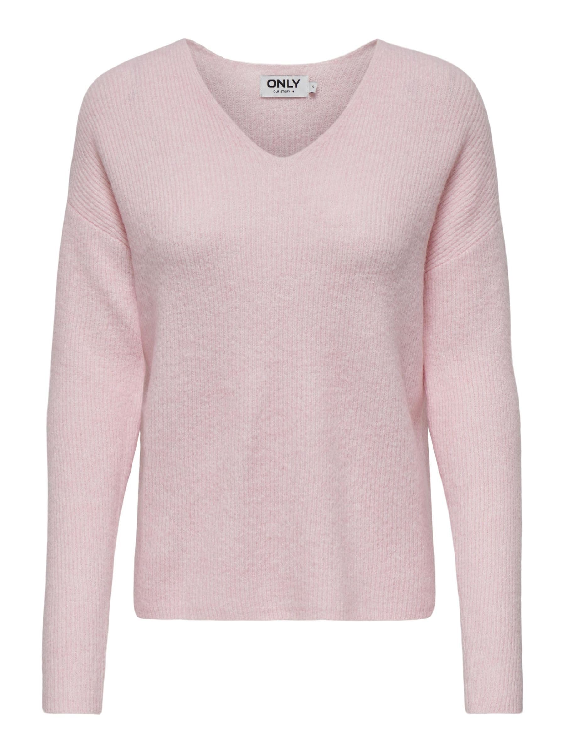 ONLY Women's ONLCAMILLA V-Neck L/S Pullover KNT NOOS Pullover Sweater, Pink Lady,