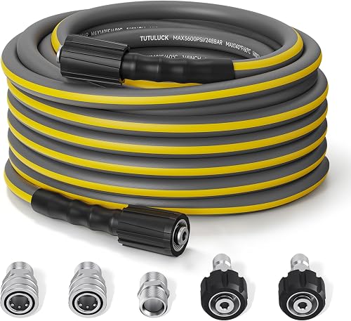 Pressure Washer Hose Flexible 50ft, 1/4",M22 14/15mm, 3600PSI