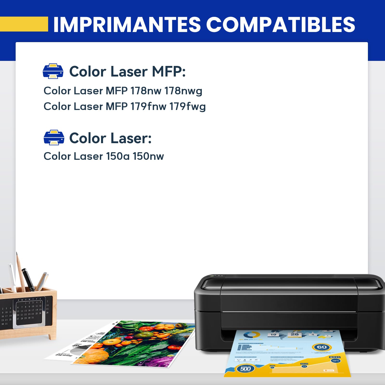 117A Tóner Compatible para HP 117A Cartucho de Tóner (4-KCMY) | Compatible for HP Color Laser 150a 150w 150nw MFP 178nw 179fnw Printer