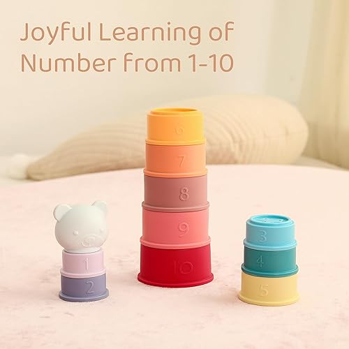 Miniatura 6 de TinyHalo Juguete Montessori de silicona para bebés, juguete Montessori para niños pequeños, juguete educativo para bebés, juguete de dentición para
