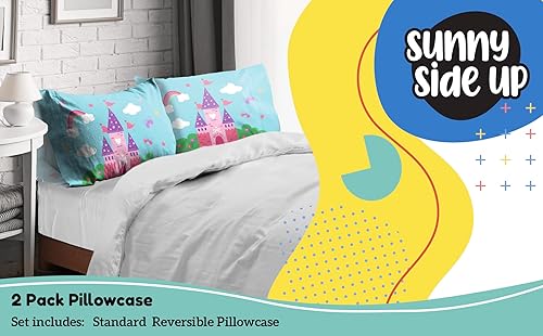 Miniatura 2 de Sunny Side Up Magic Castle - Juego de 2 fundas de almohada reversibles, fundas de almohada de doble cara, ropa de cama de princesa súper suave para
