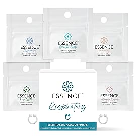 Essence Nasal Diffuser Respiratory Bundle - Essential Oil Silicone Nose Rings for Sinus Relief, Congestion & Seasonal Breathing Support - Wearable Aromatherapy for Cold & Allergy Symptoms