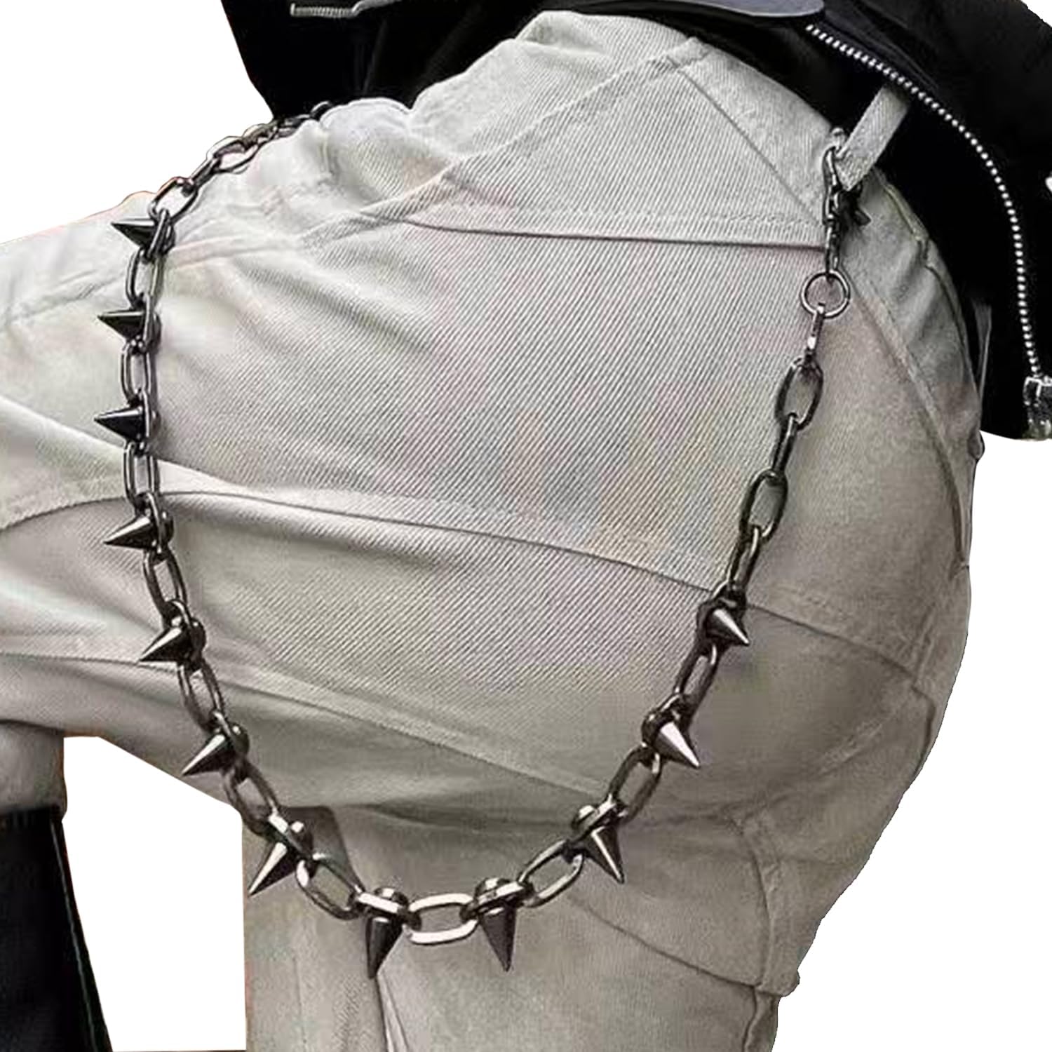 Wallet Chain & Pant Chain – Punk Hip Hop Jeans Chain, Gothic Rivet Biker Accessories for Men Women - Gunmetal Black