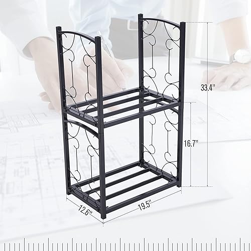 Miniatura 3 de PHI VILLA Estante de leña de 2 capas resistente de doble capa para chimenea de madera, estante de almacenamiento para decoración interior y exterior