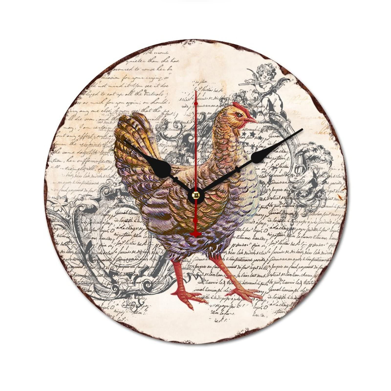 Horloge ronde en bois silencieuse idéale pour une cuisine campagnarde