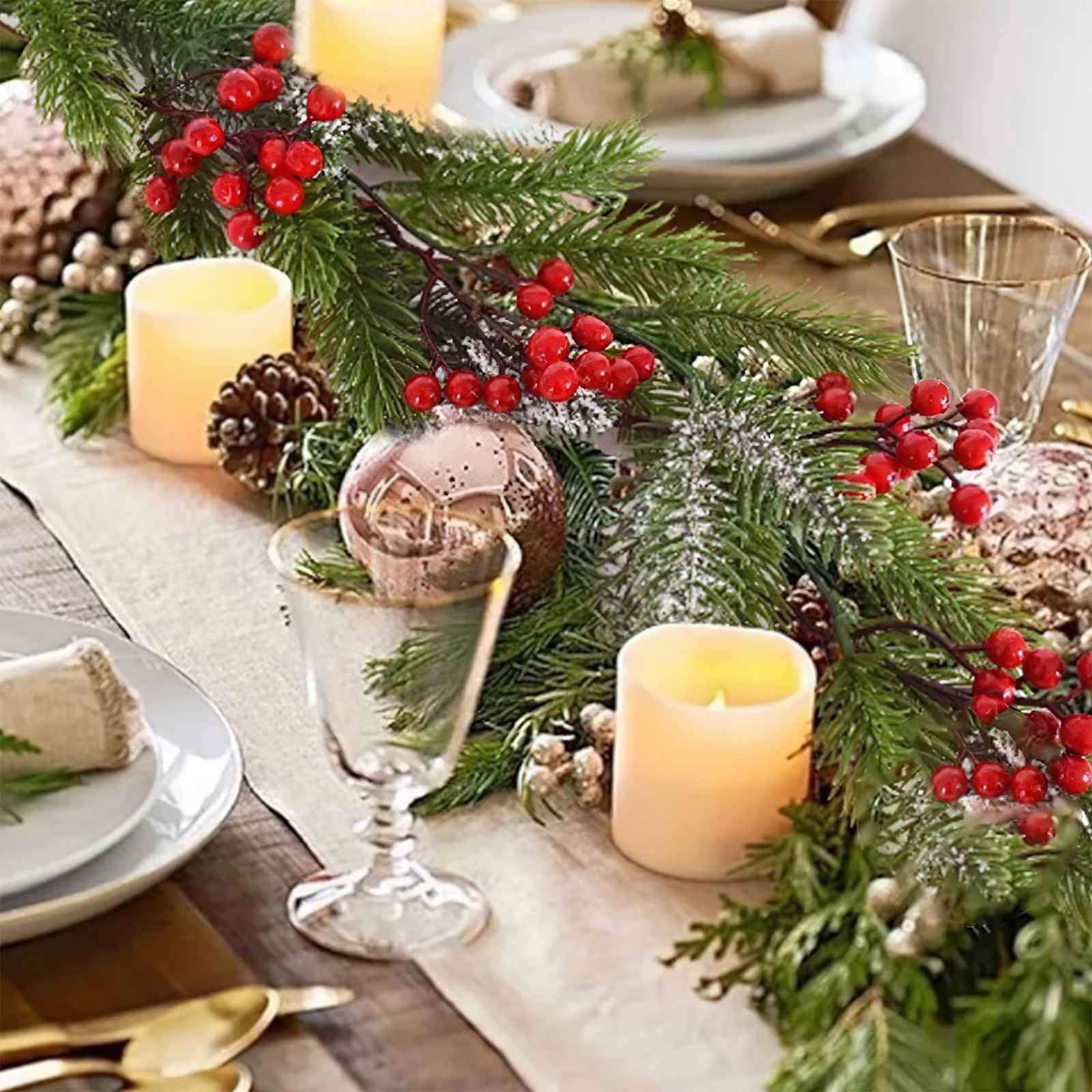 SHareconn Ghirlanda Di Natale 9ft Con Luci Multicolori E Timer, Decorazione Con Pigne E Bacche Rosse – Perfetta Per Scale, Camino E Finestre (Neve)
