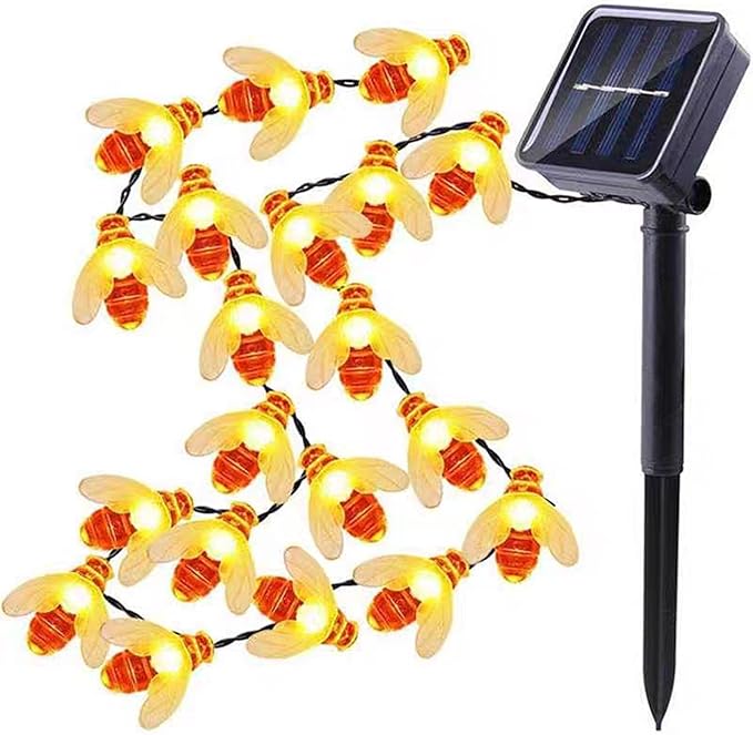 Générique Générique Bee Lights, Solar String Lights Honey Bee Decor, 16 voet warm wit waterdicht led tuin decoratie, sfeerverlichting voor terras, tuin, bruiloft, feest decoraties