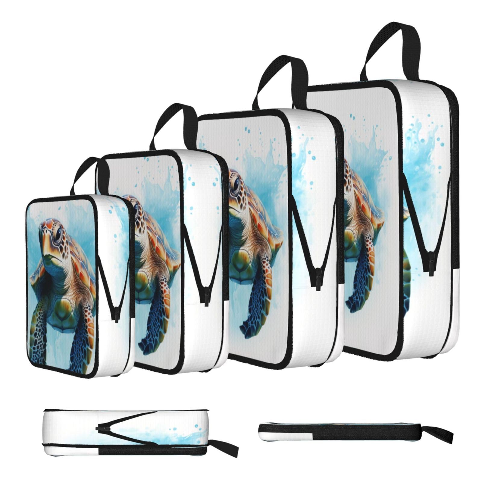 Sxzvvbn Black The Turtles Are Swimming Compression Packing Cubes 4 Piece Set